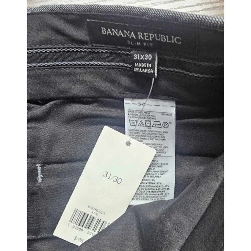 Banana Republic Slim Fit Gray Dress Pants 31x30 Non Iron Stretch NWT